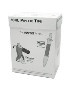 10mL Pipette Tips, Ovation & MLA, Graduated, Boxed, Non-sterile