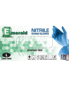 Emerald Nitrile Powder-Free Exam Gloves 3 Mil Large