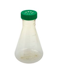 2L Erlenmeyer Flask, Vent Cap, Plain Bottom, Polycarbonate, Sterile