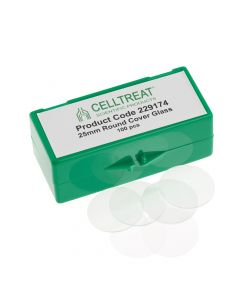 25mm Round Cover Glass, Fits 6 Well Plate, Sterile