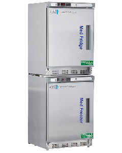 ABS Premier Pharmacy/Vaccine Combination Refrigerator/Freezer, 9 Cu.Ft Total Capacity, 2 Solid Ext. Stainless Steel Doors; Left Hinged