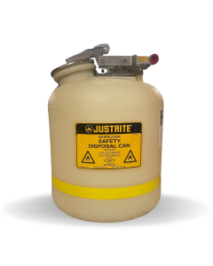 Safety Disposal Can: 5 gal Can Capacity, For Corrosives/Flammables, Polyethylene, White